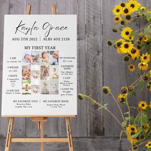 Photo First Birthday Milestone Board Template, Minimalist Milestone Board, Baby Milestone Board, Modern Milestone Poster Arch Simple, months