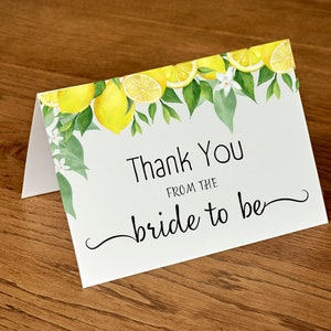 Ensemble de cartes de remerciement pour la douche nuptiale au citron, douche nuptiale au citron, cartes de remerciement imprimables, douche nuptiale aux agrumes, douche nuptiale au citron