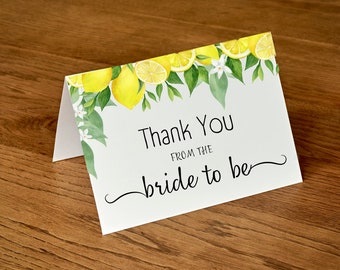 Set of Lemon Bridal Shower Thank you cards, Lemon Bridal Shower, Printable thank you cards, Citrus bridal shower, Lemon Bridal Shower