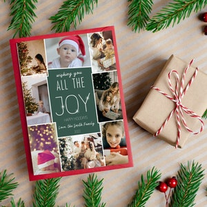 Plantilla de tarjeta de Navidad con foto / Tarjeta de Navidad Arch / Tarjeta navideña Boho / Tarjeta de Navidad minimalista / Feliz Navidad / Plantilla editable