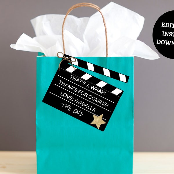 Printable Movie Party Favor Tags,Movie Party. Hollywood Theme. Movie Night Party. Gift Tags. Favor Tags. Movie Party Favor Tags, movie party