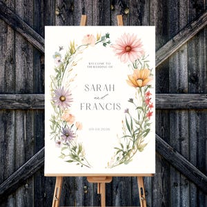 Wildflower Wedding Welcome, Floral Welcome Sign Template, Welcome Sign, Instant Download, Wedding Welcome Poster, Editable Template, FLORAL