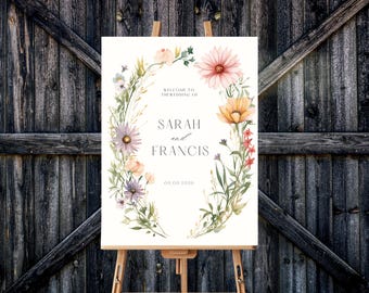 Wildflower Wedding Welcome, Floral Welcome Sign Template, Welcome Sign, Instant Download, Wedding Welcome Poster, Editable Template, FLORAL