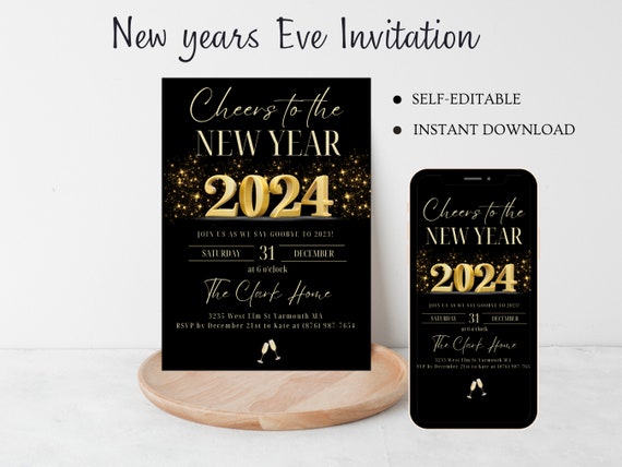 Invitation À La Fête Du Nouvel An, Modèle D'Invitation À La Fête.