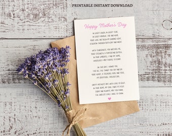 Poem Mothers Day Card From Daughter, Mother's Day Poem Card For Her, Cute Mother Day Card Mum, Happy Mothers Day Cards, Mothers Day Gift