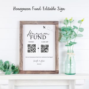 Modern Honeymoon Fund Sign, Venmo Honeymoon Wish Sign, Editable Wedding Sign, Honeymoon wish sign, modern wedding sign, editable wedding