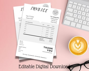 INVOICE TEMPLATE | Printable Invoice | Custom Order Forms | Editable Canva Template, Editable Invoice, Invoice template, Printable invoice