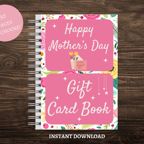 Printable Mother's  Day Gift Card Book |Mothers Day Gift | Girl Holiday Gift | Christmas Gift | Gift Card Holder, Mother's day, Gift for her