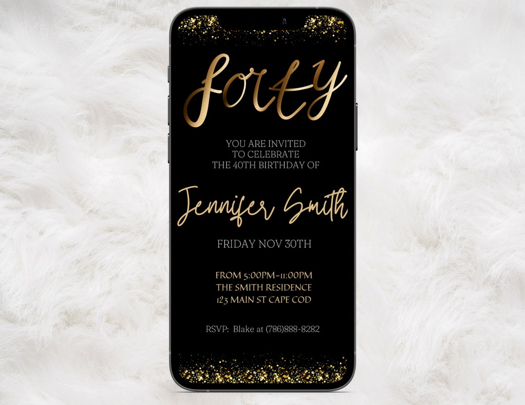 Digital Forty 40th Birthday Text Invitation Template, Editable Birthday ...