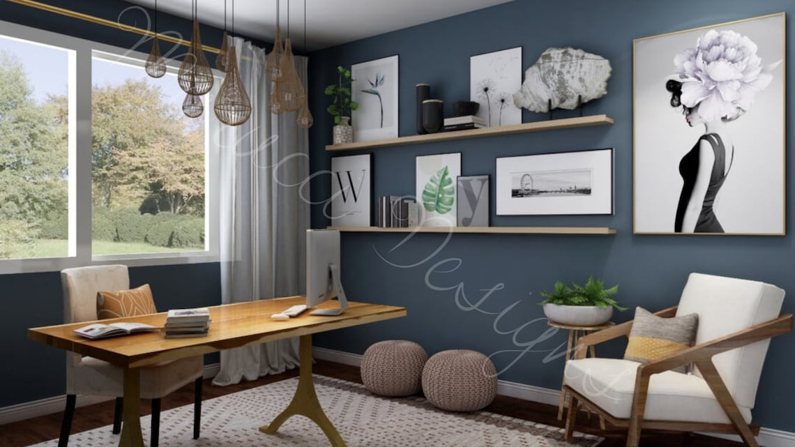 3 Pack Zoom Backgrounds Boho Chic Office Zoom Zoom Etsy