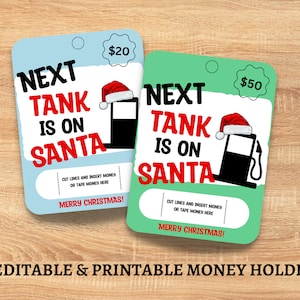 Tarjeta de dinero de Navidad - Titular del dinero - Tarjeta de efectivo - Tarjeta personalizada - Premio del juego de fiesta - Tarjeta de regalo - Relleno de medias, Tarjeta de gas imprimible
