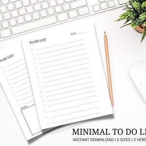 Minimal To Do List Printable, Simple Tasks List Template, Productivity Planner, A4/A5/Letter/Half, Printable & Fillable PDF, printable to do
