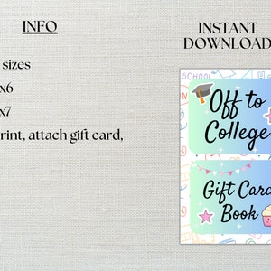 College Geschenkkarte Buch College Care Paket Abitur Geschenk Druckbare Geschenk Karte Buch College-Geschenk für Kinder von den Eltern Bild 9