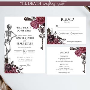 Spooky Wedding Invitation Suite Enclosure Cards Gothic Wedding RSVP Cards Elegant Halloween Wedding Moody Spiderweb Invitation Templates