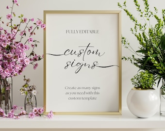 Custom Sign Template, Minimalist Wedding Sign Printable, Customizable Wedding Signage, Minimalist Shower Sign, Modern Wedding Sign DIY