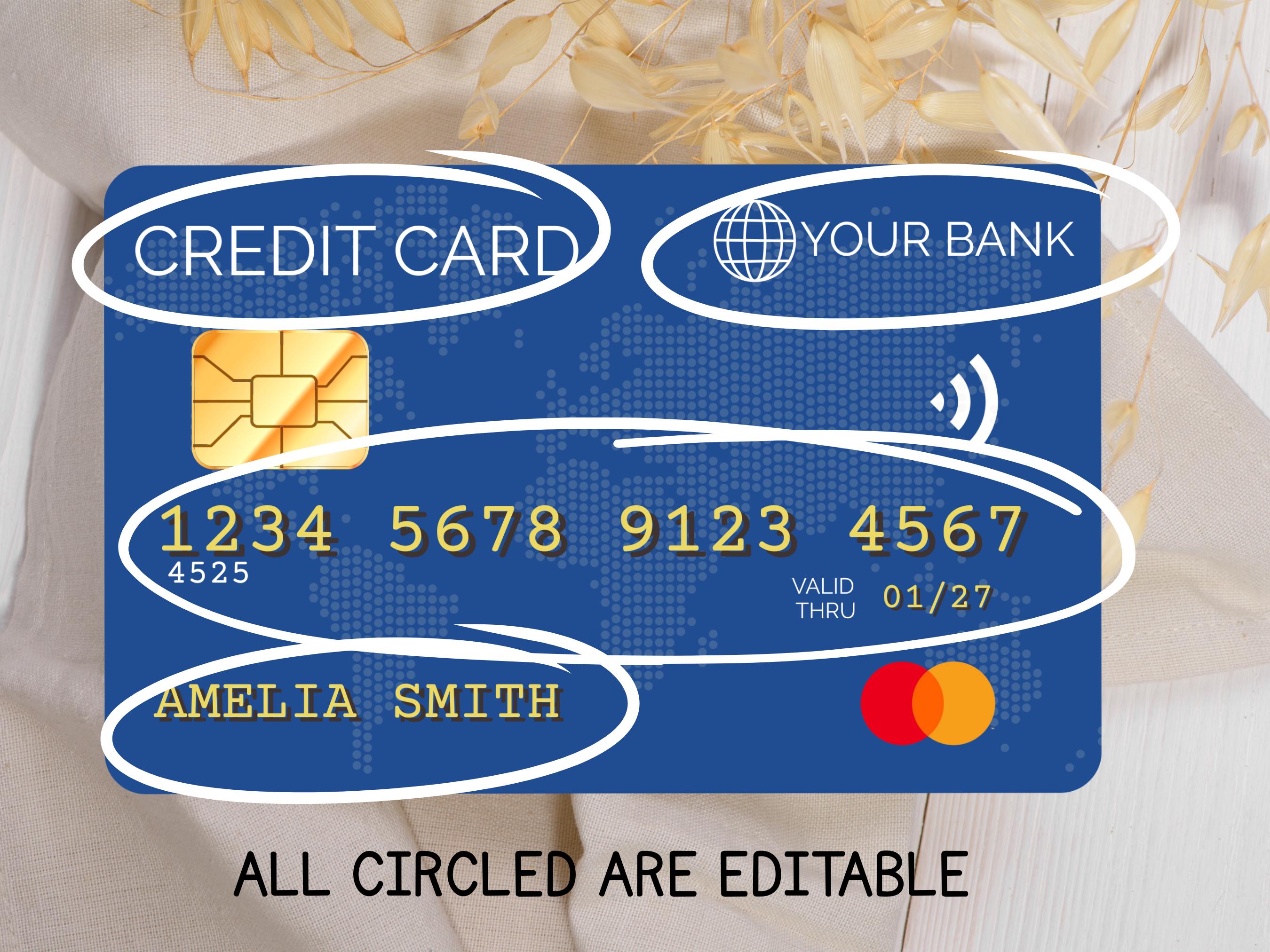 Editable Pretend Play Credit Card for Kids Play Money Toddler Toys, DIY ...