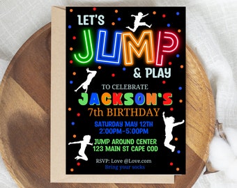 Invitación a fiesta de cumpleaños en Trampoline Park / Invitación a Trampoline Park / Invitación a fiesta de saltos / Trampoline Park, invitación a fiesta de saltos