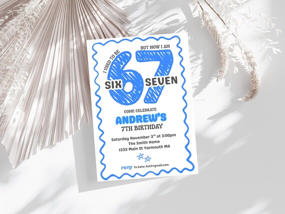 Six Seven Birthday Party | 6 7 Meme | Meme Birthday | 7th Birthday | Editable Canva Template | Digital Download | Printable Invitation