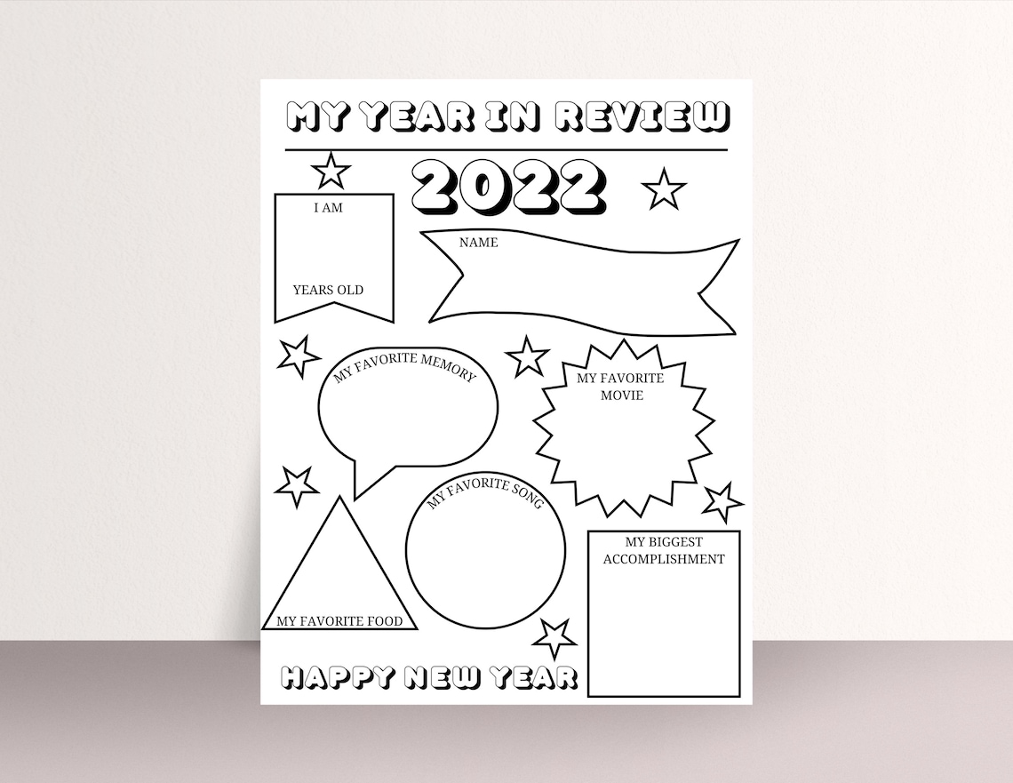 Kids New Year's Resolution Printable Year in Review and - Etsy