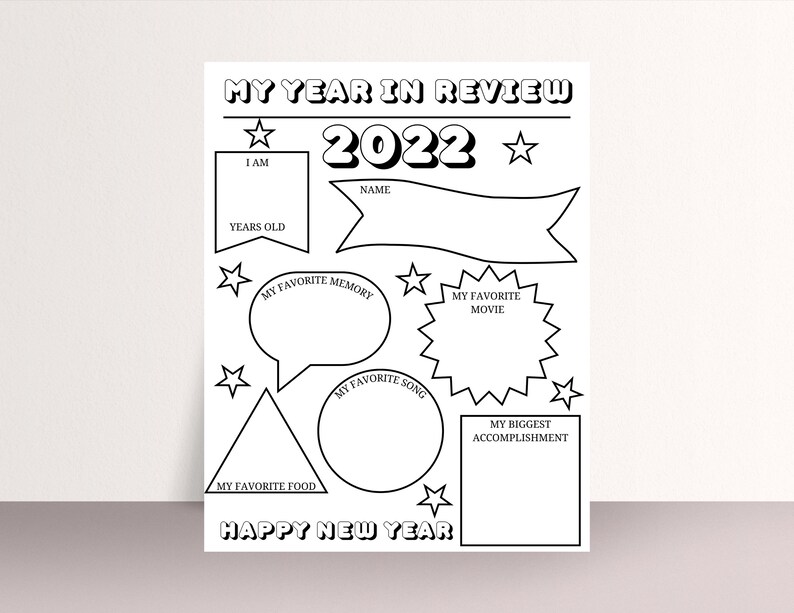 Kids New Year's Resolution Printable Year in Review and - Etsy