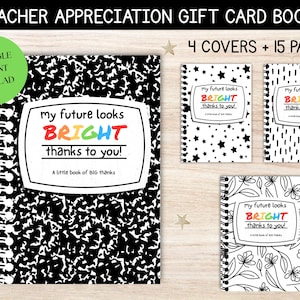 Carte cadeau professeur imprimable - lot de porte-cartes professeur - cadeau de remerciement pour professeur - carte cadeau professeur de fin d'année à créer soi-même