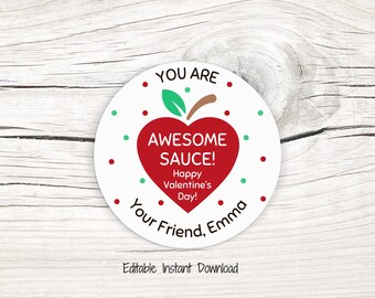 Kinder Valentinstag Valentinstag - Klassenzimmer Valentinstag Aufkleber - Vorschule Valentinstag Aufkleber - Apfelmus Valentinstag - Supersauce - Non Candy Valentinstag
