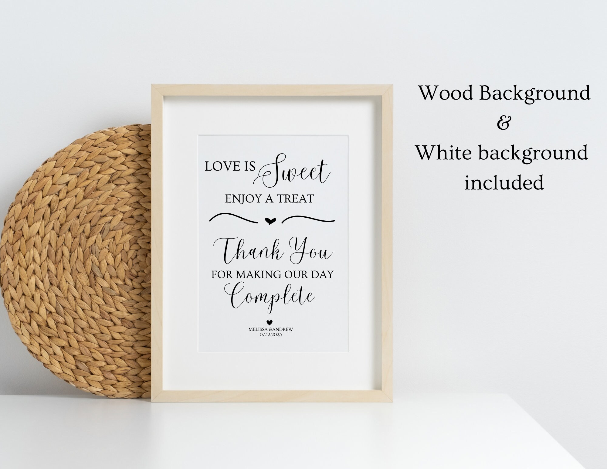 Love is Sweet Enjoy A Treat Sign, Wedding Table Sign, Dessert