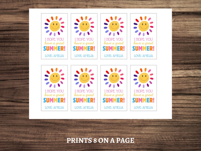 End of School Year Tags, Sun Gift Tags, Teacher Thank You, Last Day of ...