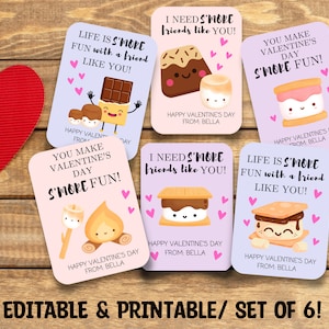 Smore Valentinstag Karten - Printable - Sofortiger Download - Kinder Valentinstag Karten, Valentinstagskarten, Valentinstagskarten, Kinder valentine,