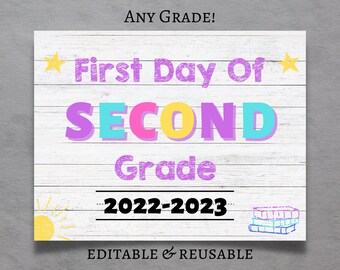 Chalkboard Back to School Sign, First Day or Last Day, Editable and Reusable, Boy or Girl, Printable, Instant Edit & Download. school sign