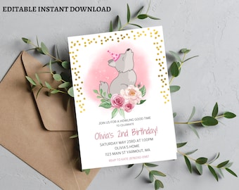 Wolf Birthday Party Invitation-Wolf Howling Invitation- Wolf Birthday- Girls Wolf Birthday-Printable invite, Wolf Birthday invite, birthday