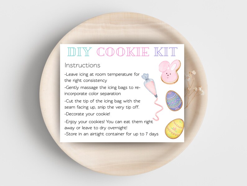 Easter DIY Cookie Kit Instructions. Printable Instructions Card for DIY ...