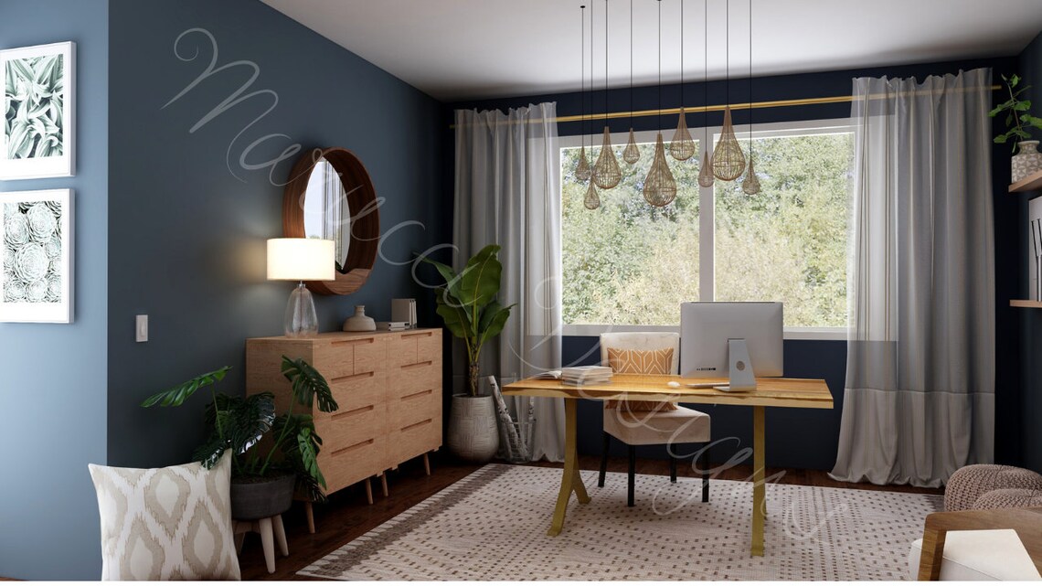 3 Pack Zoom Backgrounds Boho Chic Office Zoom Zoom Etsy UK