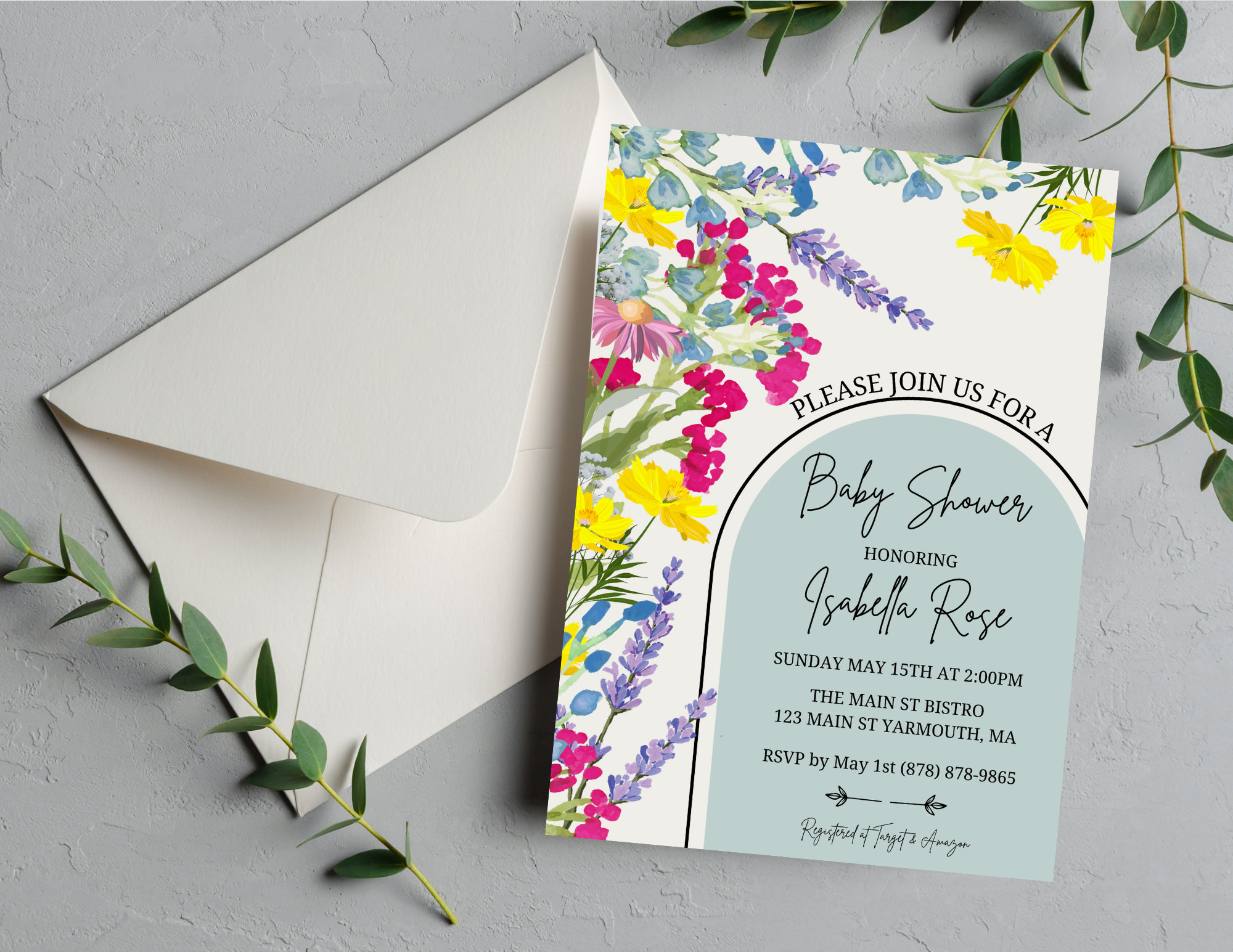 Garden Flowers Baby Shower Invitation Bundle, Template Suite DOWNLOAD ...