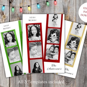 Editable Photo Christmas Card Template Foil Christmas Card Boho Holiday Card Minimalist Christmas Card Editable Printable Template Download