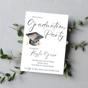 Graduation Party Invitation, Graduation Invitation Template, high School Graduation, Graduation Party Invite, Editable Template image 10