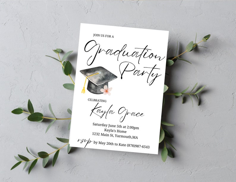 Graduation Party Invitation, Graduation Invitation Template, high School Graduation, Graduation Party Invite, Editable Template image 10