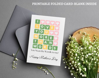 Happy Mother's Day Wordle Card, You Mean The Wordle To Me, Funny Mothers Day Card For Mom, Word Puzzle Mothers Day Card For Her
