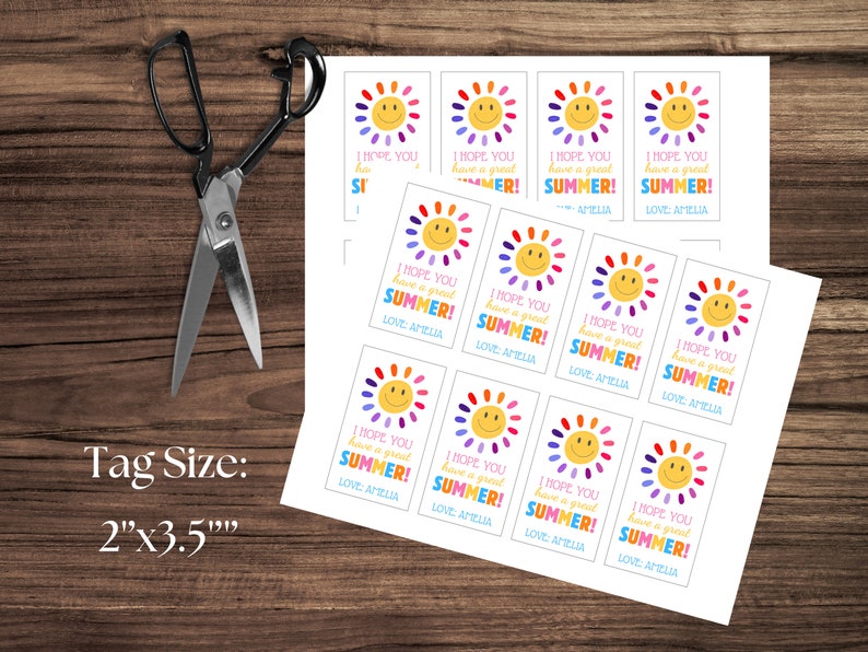 End of School Year Tags, Sun Gift Tags, Teacher Thank You, Last Day of ...