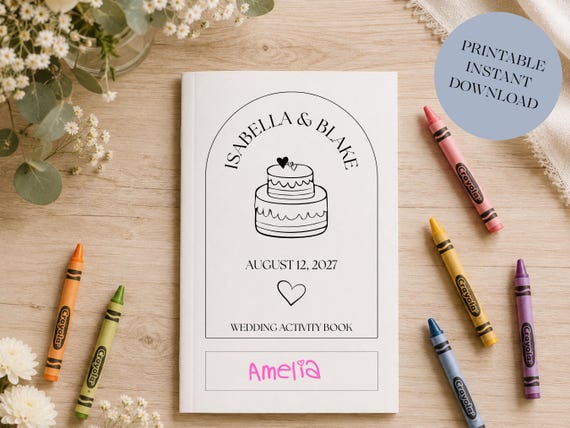 Wedding Coloring Activity Book for Kids, Wedding Activity Book , Reception Table Favor, Personalized Children's Entertainment Favor for Kids