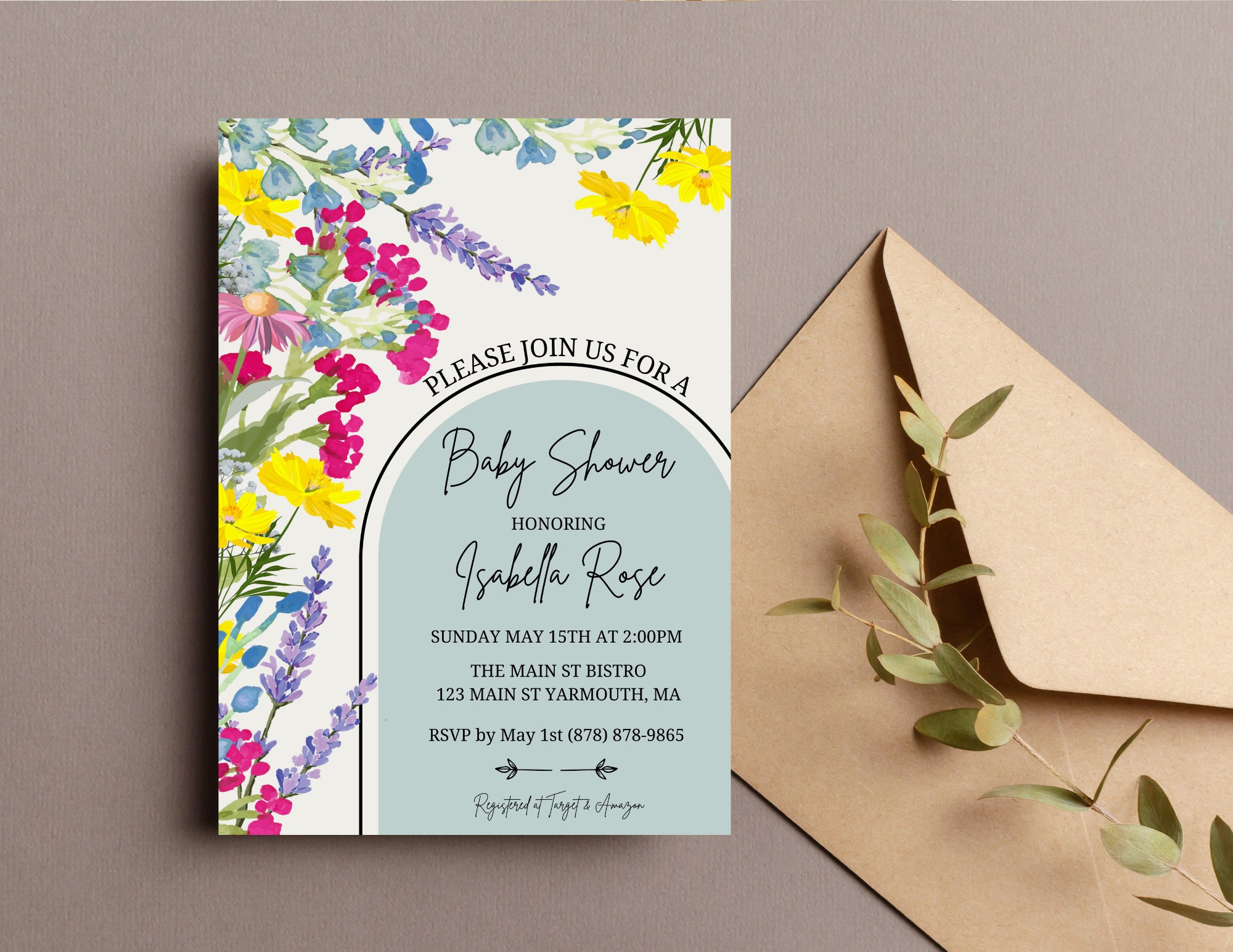 Garden Flowers Baby Shower Invitation Bundle, Template Suite DOWNLOAD ...