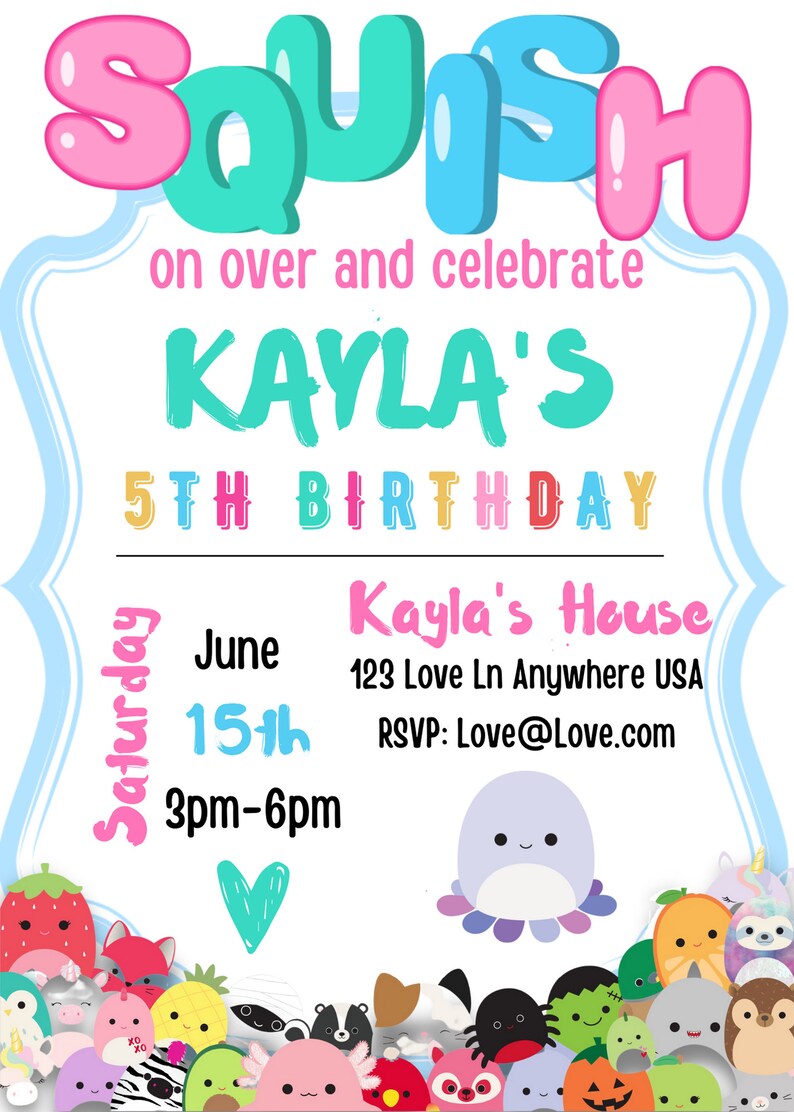 SQUISHMALLOW INVITATION Birthday Squishmallow Party Etsy UK