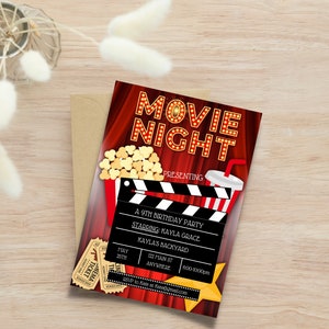 Movie Birthday Invitation, Cinema Birthday Invitation, Pop on Over ...