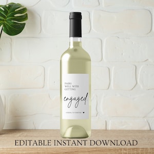 Étiquette de vin de fiançailles, cadeau de fiançailles, se marie bien avec des fiançailles, cadeau de fiançailles pour un couple, cadeau pour elle, carte de fiançailles, cadeau de mariée