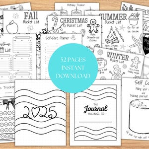 2025 Mega Journal Bundle: Printable Pages with Habit Trackers, Planners, Mood Trackers, Self-Care | US Letter Size, Planner Bundle Printable