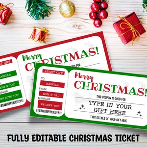 Printable Christmas Coupon Book, Editable Christmas Coupons, Christmas Coupons for Kids, Christmas Gift for Her, Gift for him, coupon book