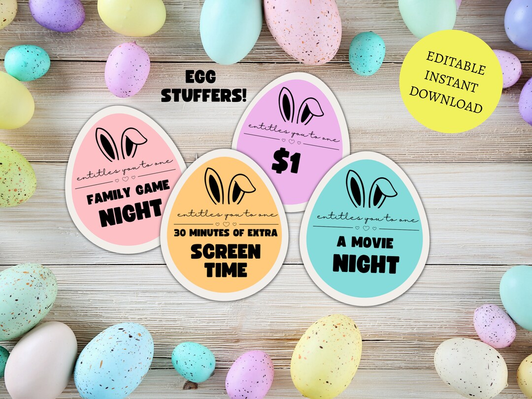 Easter Egg Tokens, Editable Easter Egg Coupons, Printable Easter Egg ...
