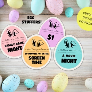 Easter Egg Tokens, Editable Easter Egg Coupons, Printable Easter Egg Coupons for Kids, Easter Coupons for Kids, Instant Download, Printable