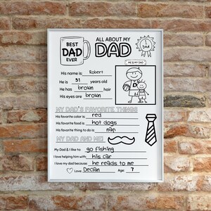 Father's Day Gift All About My Dad Printable | Dad's Birthday Gift ...