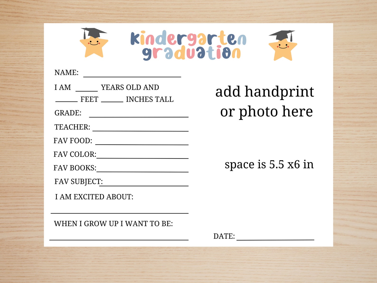 Last Day of School Printable, Kindergarten Graduation Keepsake ...